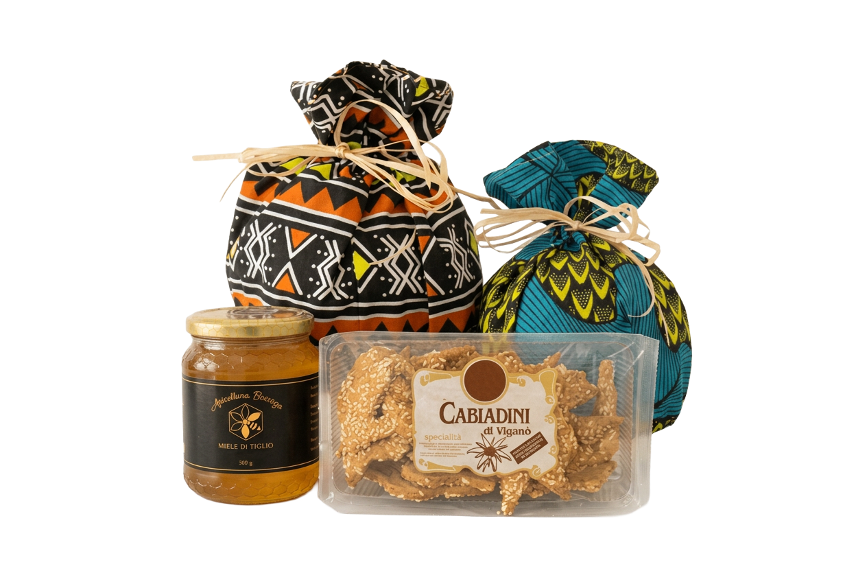 I quattro prodotti solidali della campagna di Natale: panettone, pandoro, miele e Cabiadini